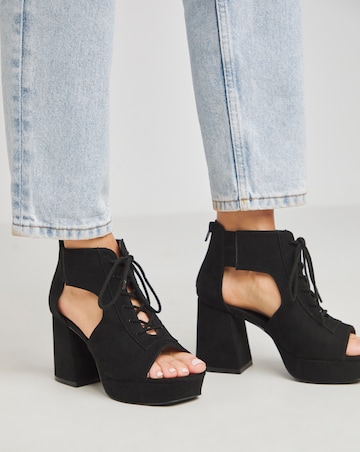 Avar Strappy Heeled Shoe Boots Wide E Fit