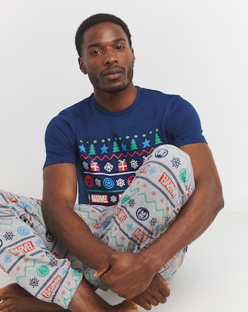 Fairisle Marvel Pyjama Set - Navy/Grey