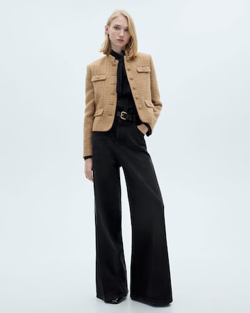 Mango Tweed Jacket with Stand Up Collar