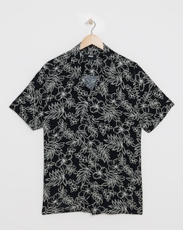 Short Sleeve Leaf Print Shirt with Ecovero