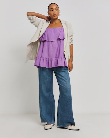 Lavender Linen Frill Detail Vest Top