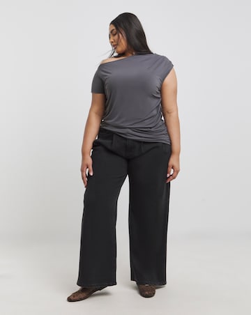 Dark Grey Off The Shoulder Top