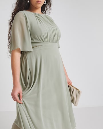 Little Mistress Angel Sleeve Midi Dress