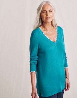 Julipa Scalloped V-Neck Jumper
