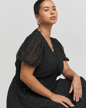 Lovedrobe Black Lace Trim Midi Dress