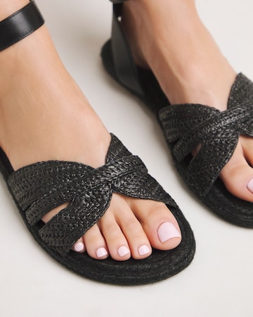 Ivy Raffia Two Part Flat Sandals Wide E Fit