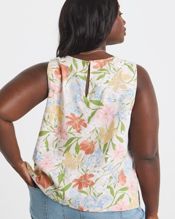 Floral Linen Blend Vest Top