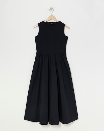 Poplin Rib Sleeveless Smock Dress