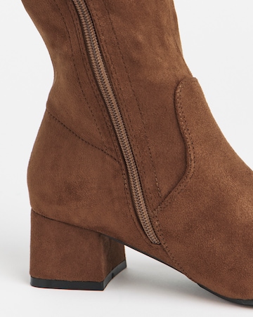 Claudia Low Block Heel Knee High Boots - Standard Fit (D) & Standard/Curvy Calf