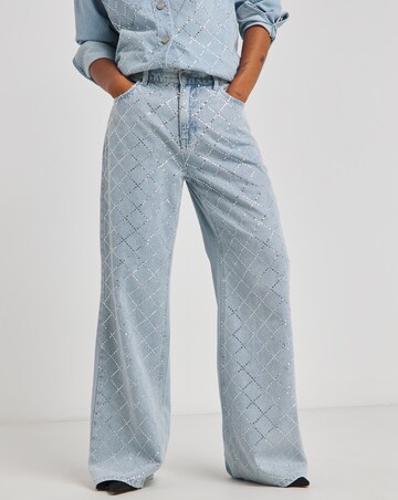 Simply Be X Twisted Wunder Diamante Wide Leg Jean
