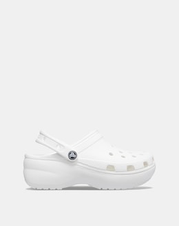 Crocs White Classic Platform Clog -Standard Fit (D)