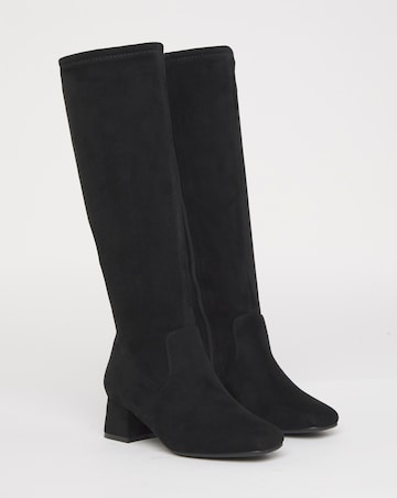 Claudia Block Heel Knee High Boots Wide Fit (E) & Super Curvy/Curvy Plus Calf