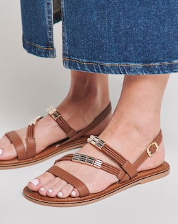 Mona Leather Hardware Gladiator Sandal - Wide Fit (E)