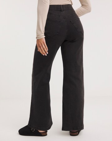Simply Be 24/7 Washed Black Wide Leg Jeans