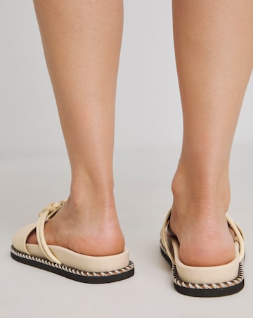 Lyon Leather Hardware Footbed Sandals - Extra Wide Fit (EEE)