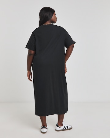 Black Cotton Jersey Midi T-Shirt Dress