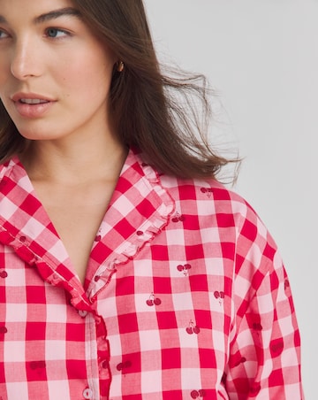 Gingham Cherry Print Cotton Pyjama Set