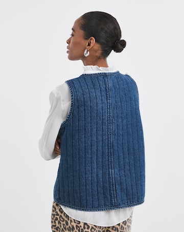 Denim Tie Front Quilted Gilet