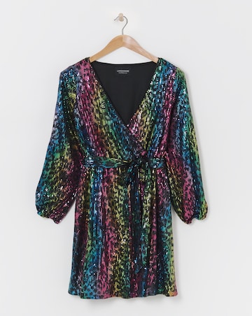 Lovedrobe All Over Sequin Animal Print Belted Mini Dress
