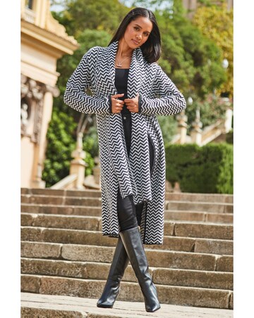 Sosandar Herringbone Mixed Wool Coat