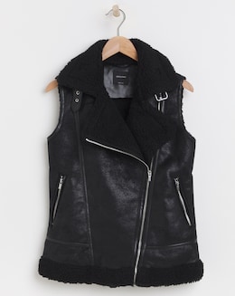 Borg Faux Shearling Lined Aviator Gilet