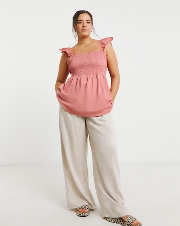 Simply Be Washed Red Broderie Ruched Bust Vest