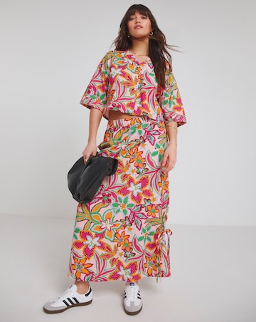 Native Youth Botanical Elasticated Waist Midaxi Skirt