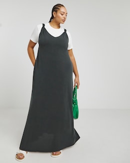 Simply Be Charcoal Grey Premium Jersey Knot Detail Maxi Dress