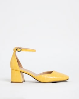 Two Part Block Heel Shoe - Wide Fit (E)