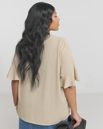 Button Through Frill Sleeve Blouse