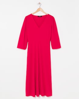 Puff Sleeve Jersey Midi Dress