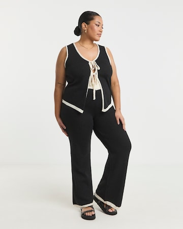 Simply Be Black & White Contrast Tie Front Waistcoat Co-Ord