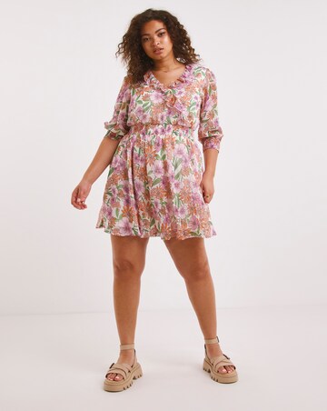 Floral Print Wrap Georgette Skater Dress