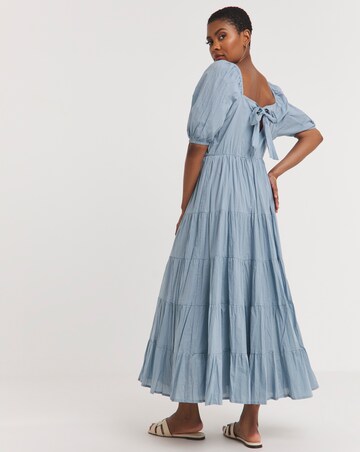 Cotton Volume Maxi Smock Dress
