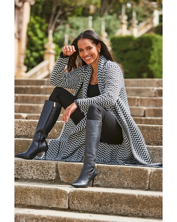 Sosandar Herringbone Mixed Wool Coat