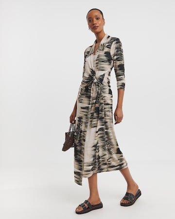 Blurred Stripe Wrap Shirt Dress
