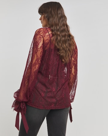 Berry Lace Blouse with Bow Detail