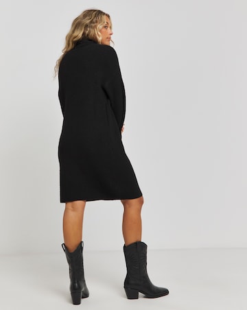Black Roll Neck Knitted Mini Dress