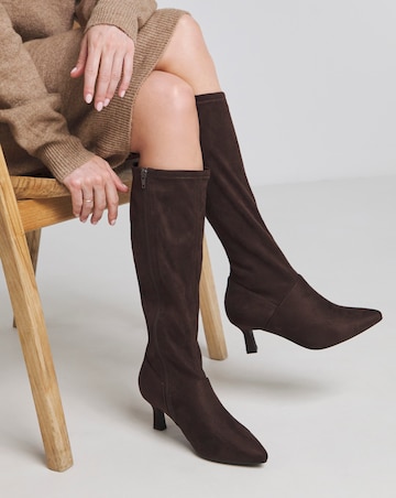 Hillary Kitten Heel High Leg Boots - Standard Fit (D) & Standard Calf