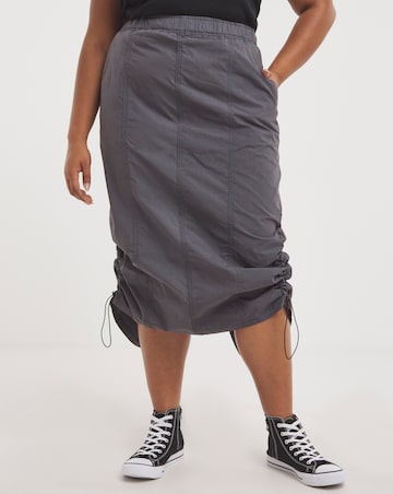 Charcoal Grey Parachute Cargo Midi Skirt