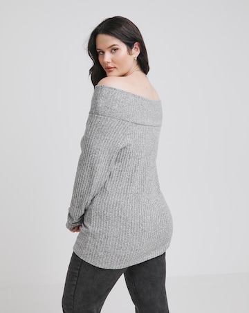 Simply Be Grey Marl Rib Bardot Top