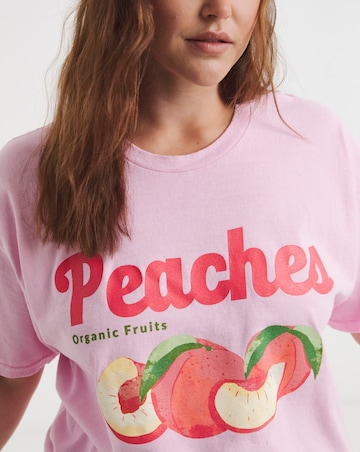 Simply Be Pink Peaches Slogan T-Shirt