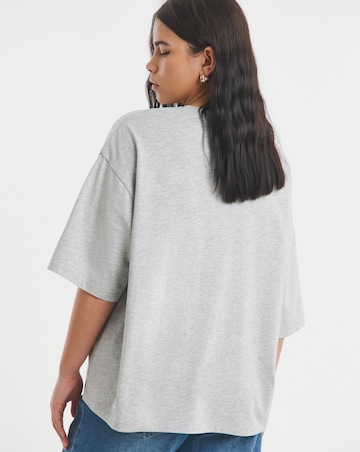 Simply Be Grey Marl Embroidery Lisbon Graphic T-Shirt