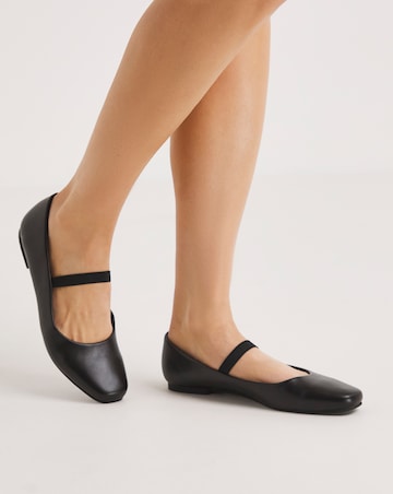 Eleanor Square Toe Mary Jane Ballerina Shoes - Wide Fit (E)