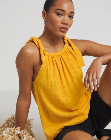 Simply Be Orange Textured Tie Shoulder Top