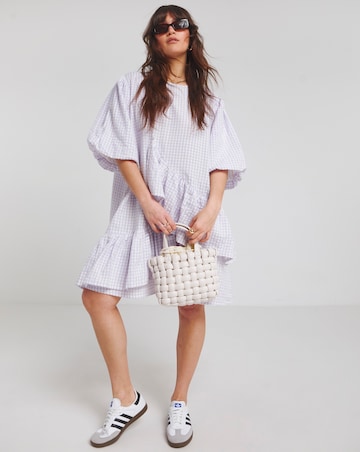 Native Youth Lilac Gingham Asymmetric Ruffle Detail Mini Dress