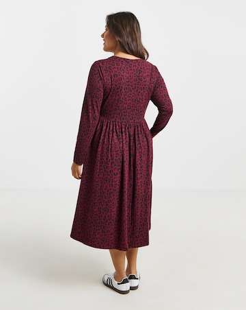 Berry Animal Print Supersoft Pocket Midi Dress