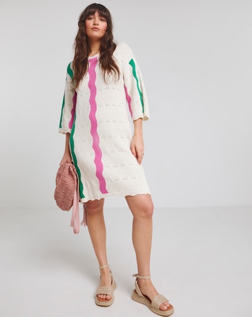 Native Youth Multi Stripe Short Sleeve Knitted Mini Dress