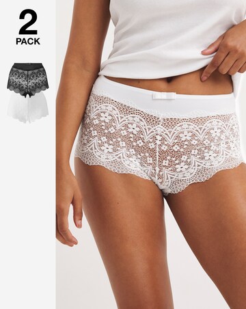 Pretty Secrets (2 Pack) Lottie Lace Briefs Black/White