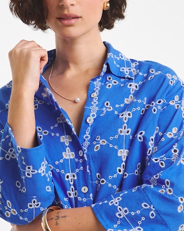 Pure Cotton Contrast Broderie Shirt